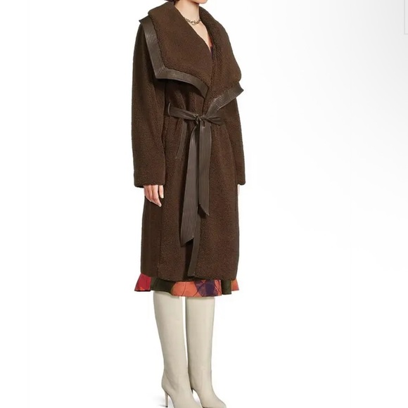 Hutch Brown Textured Coat with Leather Accents - Picture 3 of 4